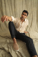 Label Muslin Ecru Shadow Work Men's Shirt