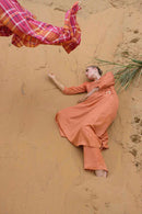 Label Muslin Tangerine Angrakha Women Kurta Set