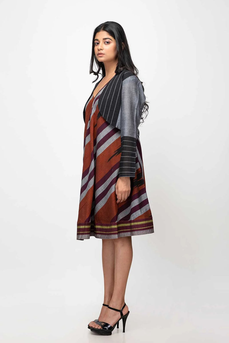 Sepia Stories Coruche Cotton Dress in Brown