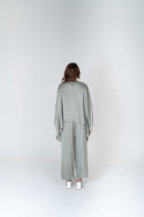 Neora by Nehal Chopra Green-Purple Braided Kaftan Co-ord Set