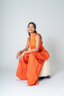 Neora by Nehal Chopra Orange Sleeveless Waistcoat Co-ord Set