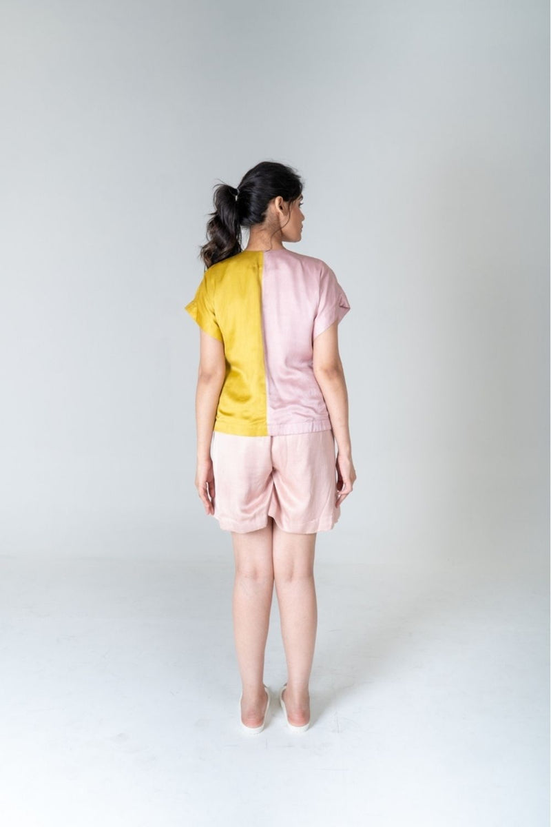 Neora by Nehal Chopra Pink-Yellow Short Co-ord Set