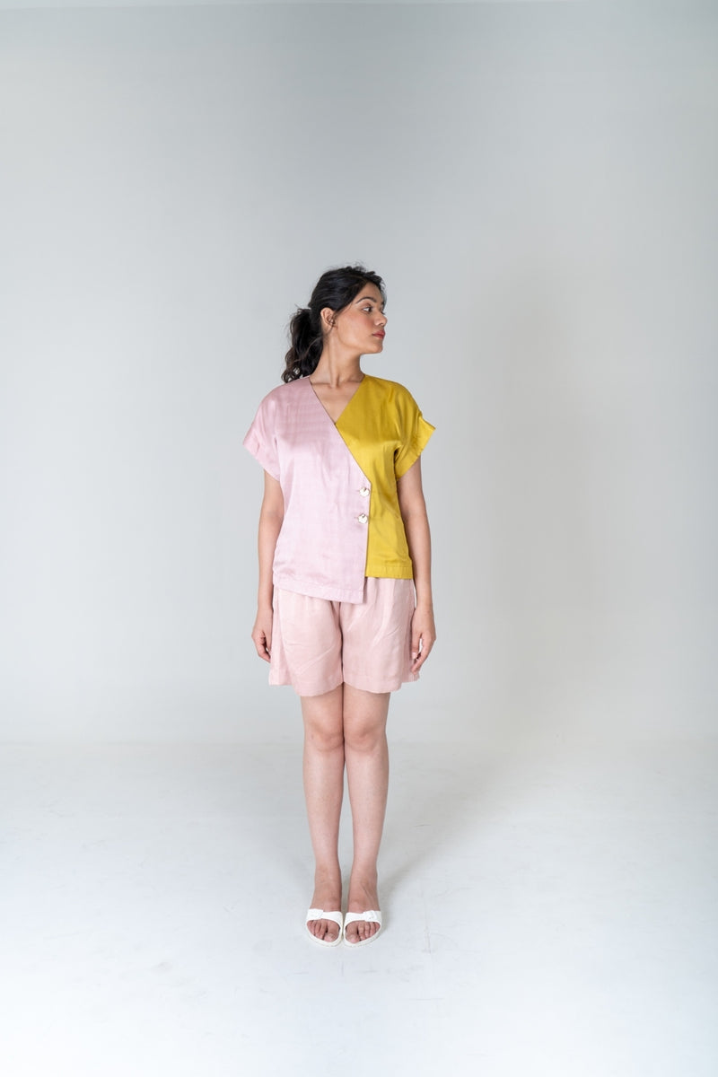 Neora by Nehal Chopra Pink-Yellow Short Co-ord Set