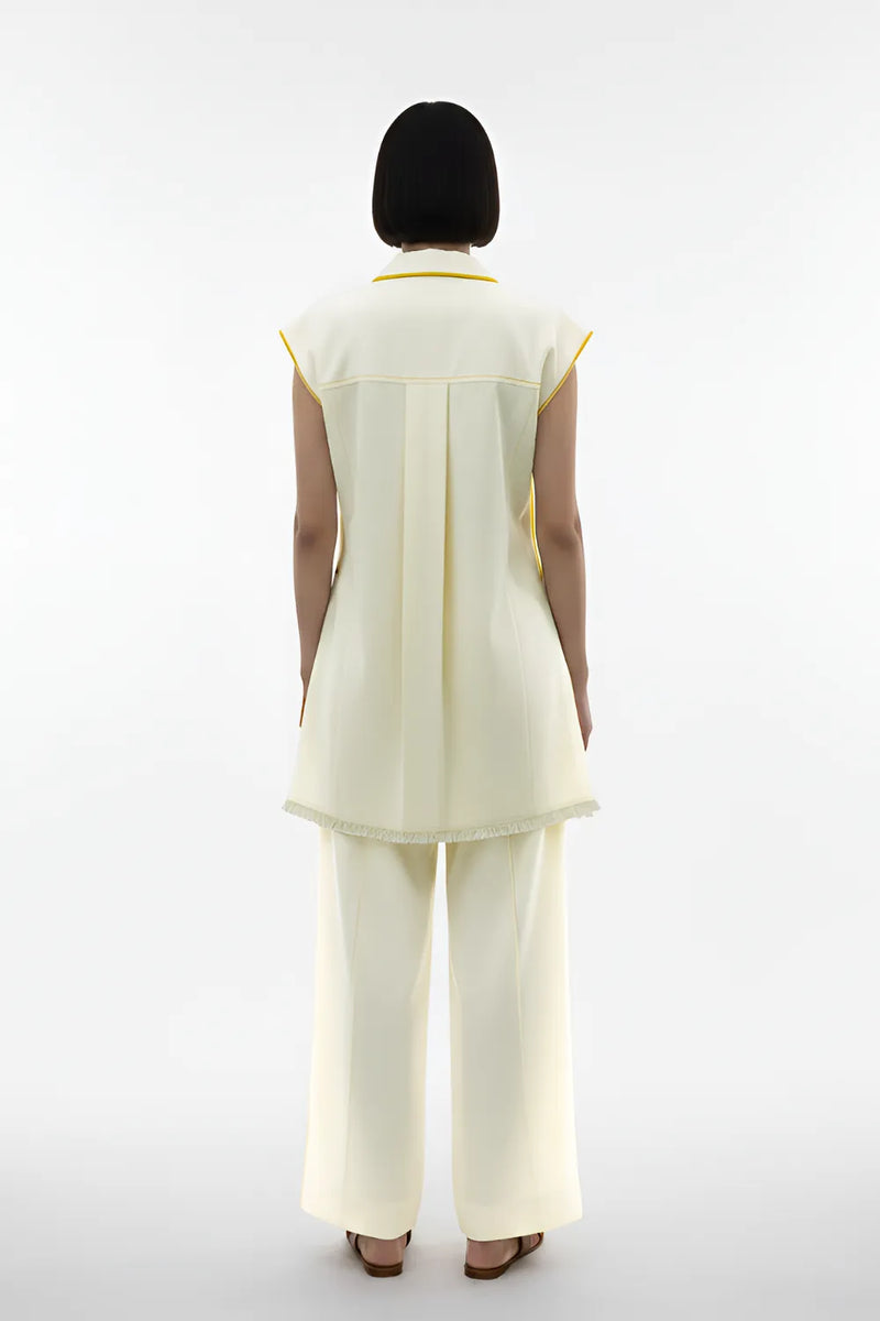 Ivory-Mango Yellow Blazer Set