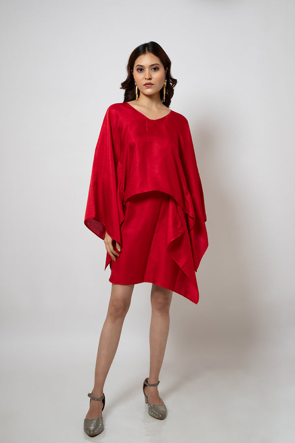 Emotive Fashion A Red Silk Blend Zero Waste Co-ord Set