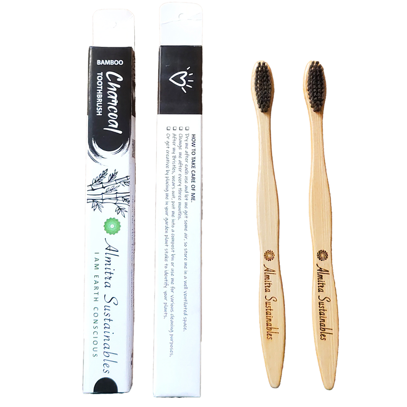 Almitra Sustainables Bamboo Toothbrush – Charcoal (Pack of 2)