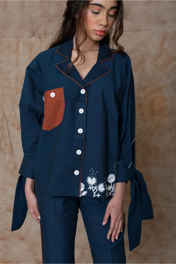 Anushé Pirani Handwoven Cotton Women's Indigo Shirt