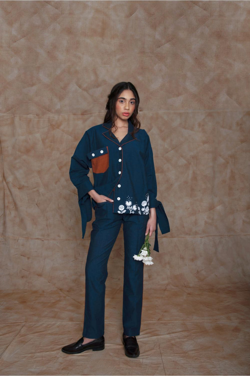 Anushé Pirani Handwoven Cotton Women's Indigo Shirt