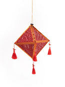 GreenKraft Jhoomar Handcrafted Bamboo Lantern Red