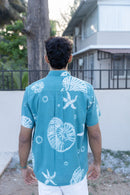 anushé pirani Recycled Cotton Men Tropical Teal Shirt
