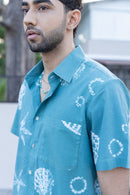 anushé pirani Recycled Cotton Men Tropical Teal Shirt