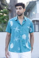 anushé pirani Recycled Cotton Men Tropical Teal Shirt