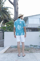 anushé pirani Recycled Cotton Men Tropical Teal Shirt