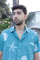 anushé pirani Recycled Cotton Men Tropical Teal Shirt