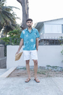 anushé pirani Recycled Cotton Men Tropical Teal Shirt