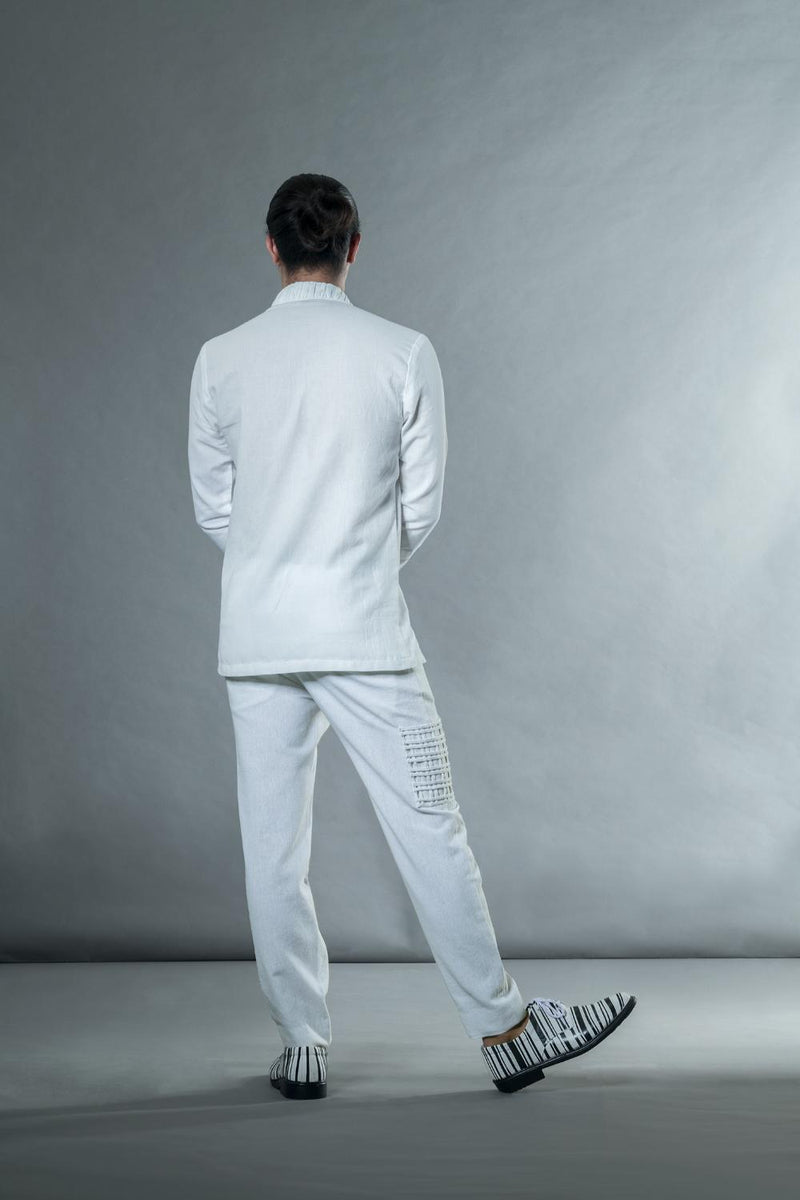 Anushé Pirani Handwoven Cotton Men's White Pant