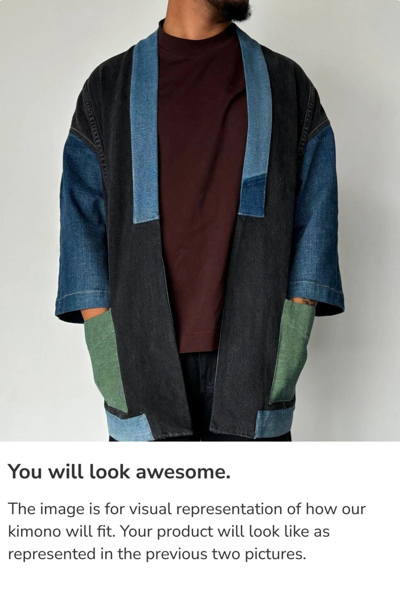 Un Denim - 100% Cotton Unisex Upcycled Denim Kimono Jacket | 186