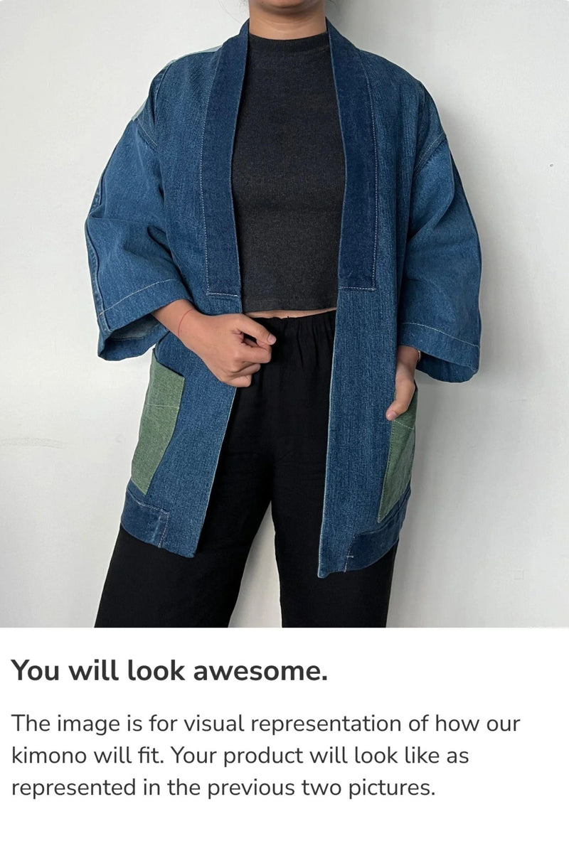 Un Denim - 100% Cotton Unisex Upcycled Denim Kimono Jacket | 186