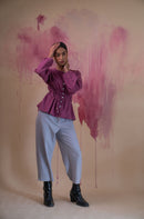 Lafaani Phosphene Ruched Blouse & Grey Pants Set