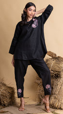 The House of Hemp Black Midnight Bloom Coord