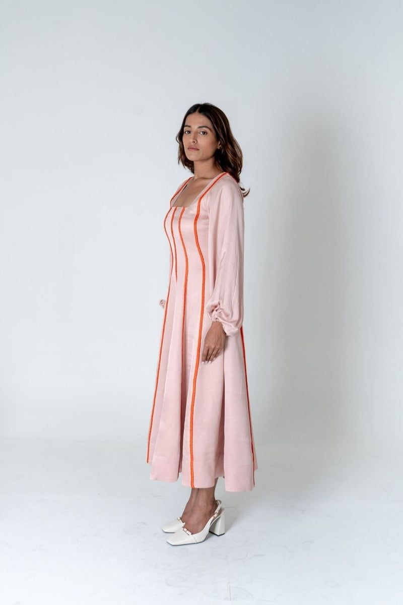 Neora by Nehal Chopra Pink Maxi Dress- Orange Braids