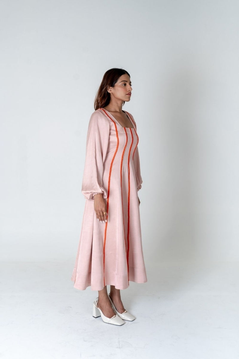 Neora by Nehal Chopra Pink Maxi Dress- Orange Braids