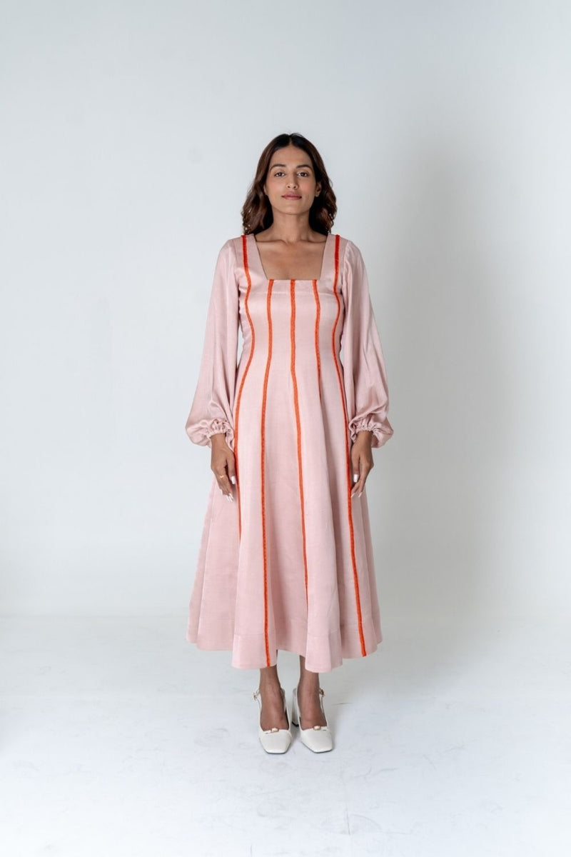 Neora by Nehal Chopra Pink Maxi Dress- Orange Braids