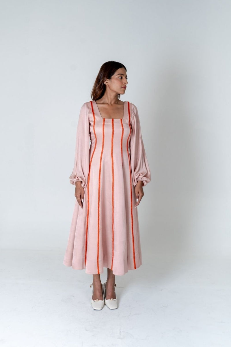 Neora by Nehal Chopra Pink Maxi Dress- Orange Braids