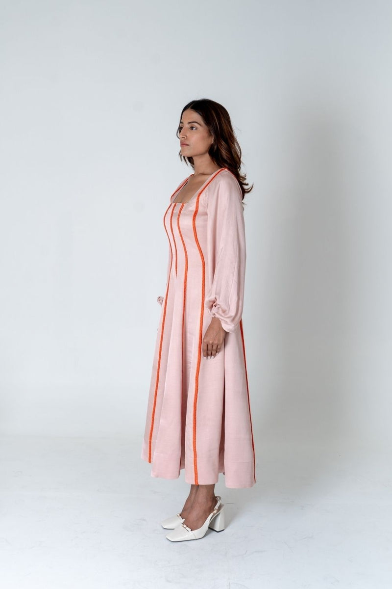 Neora by Nehal Chopra Pink Maxi Dress- Orange Braids