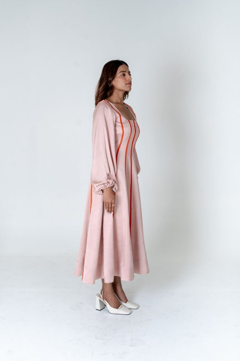 Neora by Nehal Chopra Pink Maxi Dress- Orange Braids