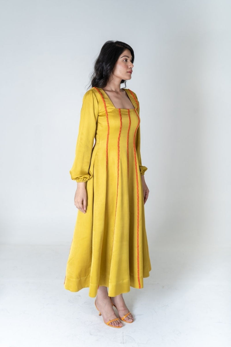 Neora by Nehal Chopra Yellow Maxi Dress- Orange Braids