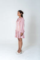 Neora by Nehal Chopra Pink-Orange Braided Short Gather Dress