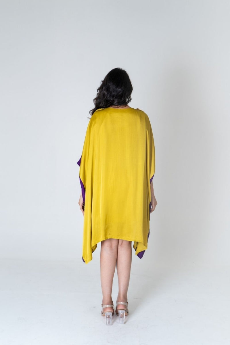 Neora by Nehal Chopra Yellow-Purple Short Kaftan Dress