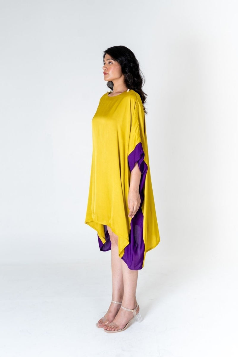 Neora by Nehal Chopra Yellow-Purple Short Kaftan Dress