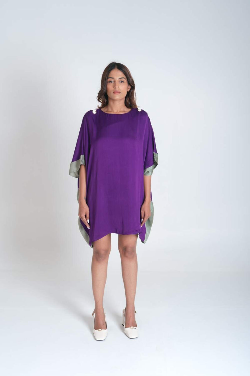 Neora by Nehal Chopra Purple- Green Short Kaftan Dress