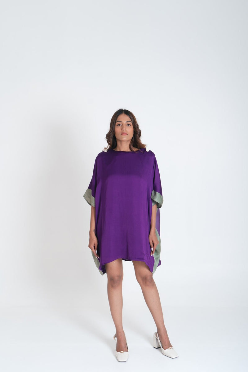 Neora by Nehal Chopra Purple- Green Short Kaftan Dress