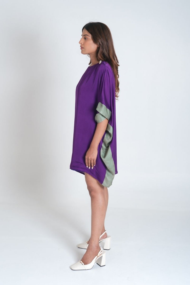 Neora by Nehal Chopra Purple- Green Short Kaftan Dress