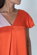 Neora by Nehal Chopra Orange-Pink Color-Block Short Dress