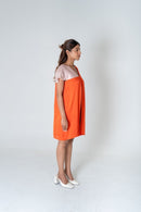 Neora by Nehal Chopra Orange-Pink Color-Block Short Dress