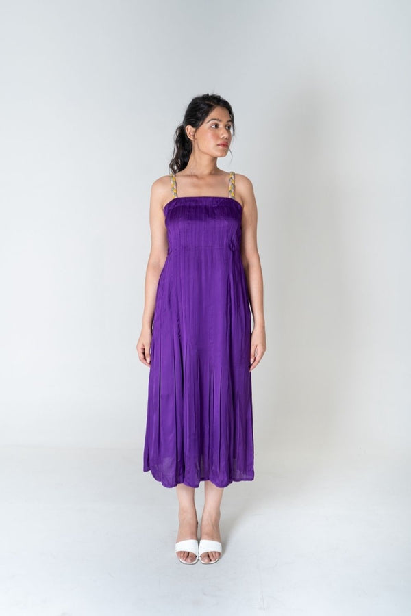 Neora by Nehal Chopra Color-Blocked Braided Sleeveless Purple Maxi Dress