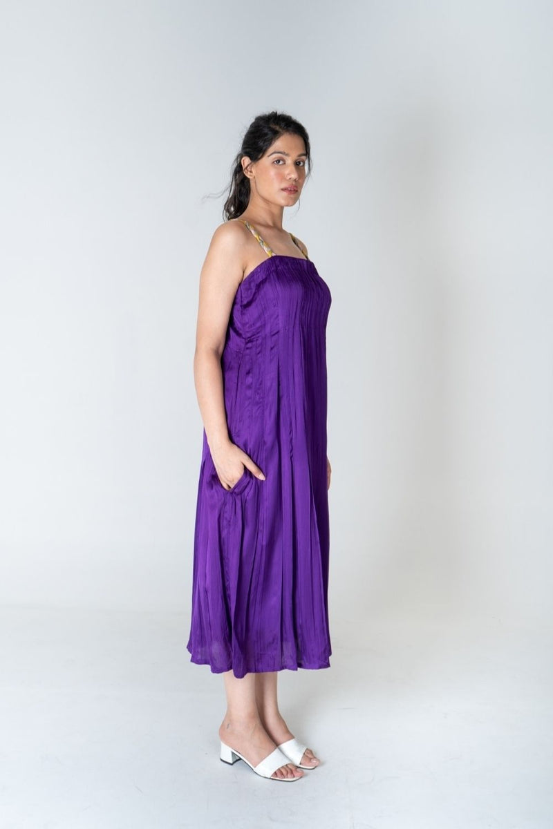 Neora by Nehal Chopra Color-Blocked Braided Sleeveless Purple Maxi Dress