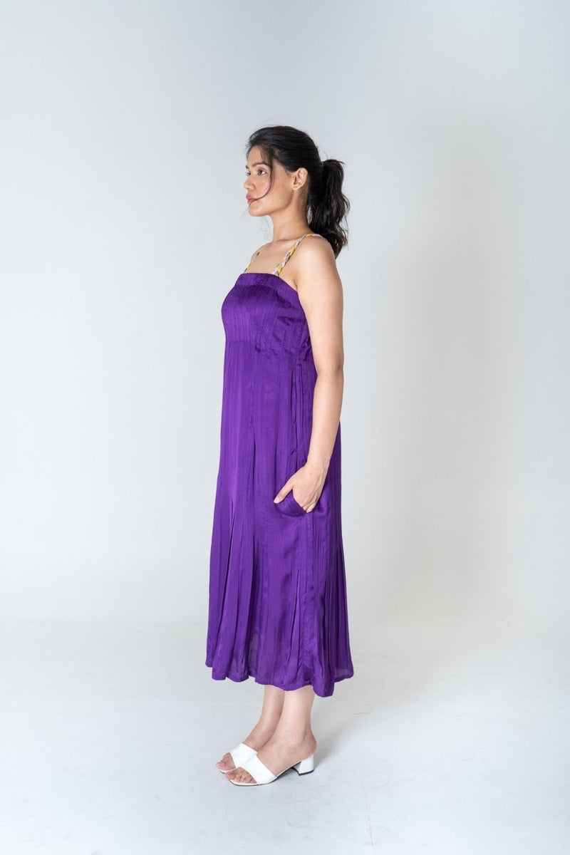 Neora by Nehal Chopra Color-Blocked Braided Sleeveless Purple Maxi Dress