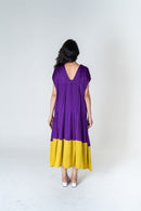 Neora by Nehal Chopra Purple-Yellow Color-Blocked Dress