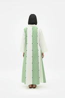 Ivory-Asparagus Green Panel Maxi Dress