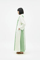 Ivory-Asparagus Green Panel Maxi Dress