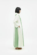Ivory-Asparagus Green Panel Maxi Dress