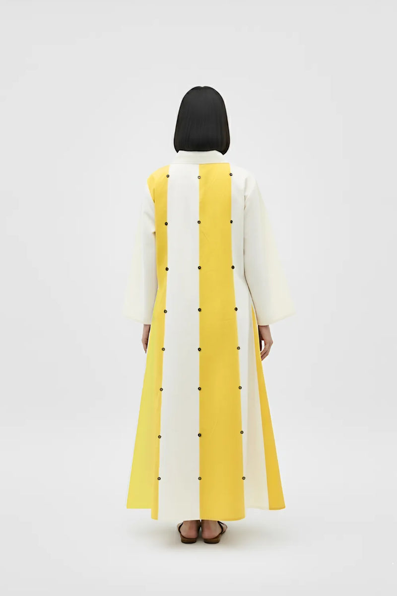 Ivory-Mango Yellow Panel Maxi Dress
