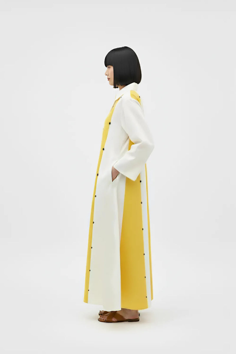 Ivory-Mango Yellow Panel Maxi Dress