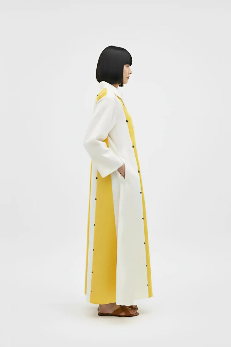 Ivory-Mango Yellow Panel Maxi Dress