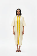 Ivory-Mango Yellow Pintucks Dress